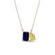 1 - Arika 1.25 ctw Emerald Shape Created Blue Sapphire with Pear Shape Created Yellow Sapphire Toi Et Moi Women Pendant Necklace 