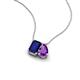 3 - Arika 1.20 ctw Emerald Shape Created Blue Sapphire with Pear Shape Amethyst Toi Et Moi Women Pendant Necklace 