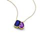 3 - Arika 1.20 ctw Emerald Shape Created Blue Sapphire with Pear Shape Amethyst Toi Et Moi Women Pendant Necklace 