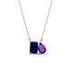 1 - Arika 1.20 ctw Emerald Shape Created Blue Sapphire with Pear Shape Amethyst Toi Et Moi Women Pendant Necklace 