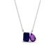 1 - Arika 1.20 ctw Emerald Shape Created Blue Sapphire with Pear Shape Amethyst Toi Et Moi Women Pendant Necklace 