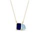 1 - Arika 1.15 ctw Emerald Shape Created Blue Sapphire with Pear Shape Aquamarine Toi Et Moi Women Pendant Necklace 