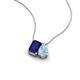 3 - Arika 1.15 ctw Emerald Shape Created Blue Sapphire with Pear Shape Aquamarine Toi Et Moi Women Pendant Necklace 