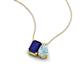 3 - Arika 1.15 ctw Emerald Shape Created Blue Sapphire with Pear Shape Aquamarine Toi Et Moi Women Pendant Necklace 
