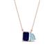 1 - Arika 1.15 ctw Emerald Shape Created Blue Sapphire with Pear Shape Aquamarine Toi Et Moi Women Pendant Necklace 
