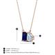 4 - Arika 1.15 ctw Emerald Shape Created Blue Sapphire with Pear Shape Aquamarine Toi Et Moi Women Pendant Necklace 