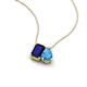3 - Arika 1.30 ctw Emerald Shape Created Blue Sapphire with Pear Shape Blue Topaz Toi Et Moi Women Pendant Necklace 