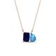 1 - Arika 1.30 ctw Emerald Shape Created Blue Sapphire with Pear Shape Blue Topaz Toi Et Moi Women Pendant Necklace 