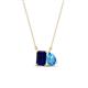 1 - Arika 1.30 ctw Emerald Shape Created Blue Sapphire with Pear Shape Blue Topaz Toi Et Moi Women Pendant Necklace 