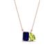 1 - Arika 1.30 ctw Emerald Shape Created Blue Sapphire with Pear Shape Peridot Toi Et Moi Women Pendant Necklace 