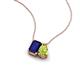 3 - Arika 1.30 ctw Emerald Shape Created Blue Sapphire with Pear Shape Peridot Toi Et Moi Women Pendant Necklace 