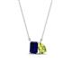 1 - Arika 1.30 ctw Emerald Shape Created Blue Sapphire with Pear Shape Peridot Toi Et Moi Women Pendant Necklace 