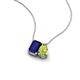 3 - Arika 1.30 ctw Emerald Shape Created Blue Sapphire with Pear Shape Peridot Toi Et Moi Women Pendant Necklace 