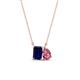 1 - Arika 1.25 ctw Emerald Shape Created Blue Sapphire with Pear Shape Pink Tourmaline Toi Et Moi Women Pendant Necklace 