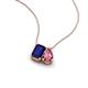 3 - Arika 1.25 ctw Emerald Shape Created Blue Sapphire with Pear Shape Pink Tourmaline Toi Et Moi Women Pendant Necklace 
