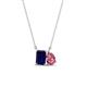 1 - Arika 1.25 ctw Emerald Shape Created Blue Sapphire with Pear Shape Pink Tourmaline Toi Et Moi Women Pendant Necklace 