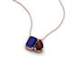 3 - Arika 1.35 ctw Emerald Shape Created Blue Sapphire with Pear Shape Red Garnet Toi Et Moi Women Pendant Necklace 