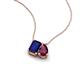 3 - Arika 1.35 ctw Emerald Shape Created Blue Sapphire with Pear Shape Rhodolite Garnet Toi Et Moi Women Pendant Necklace 