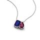 3 - Arika 1.35 ctw Emerald Shape Created Blue Sapphire with Pear Shape Rhodolite Garnet Toi Et Moi Women Pendant Necklace 