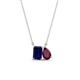 1 - Arika 1.35 ctw Emerald Shape Created Blue Sapphire with Pear Shape Rhodolite Garnet Toi Et Moi Women Pendant Necklace 