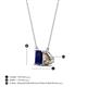 4 - Arika 1.15 ctw Emerald Shape Created Blue Sapphire with Pear Shape Smoky Quartz Toi Et Moi Women Pendant Necklace 