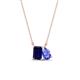 1 - Arika 1.25 ctw Emerald Shape Created Blue Sapphire with Pear Shape Tanzanite Toi Et Moi Women Pendant Necklace 