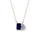 1 - Arika 1.20 ctw Emerald Shape Created Blue Sapphire with Pear Shape Lab Grown Diamond Toi Et Moi Women Pendant Necklace 