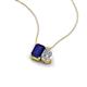 3 - Arika 1.20 ctw Emerald Shape Created Blue Sapphire with Pear Shape Lab Grown Diamond Toi Et Moi Women Pendant Necklace 