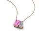 3 - Arika 1.21 ctw Emerald Shape Created Pink Sapphire with Pear Shape Lab Grown Diamond Toi Et Moi Women Pendant Necklace 