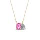 1 - Arika 1.21 ctw Emerald Shape Created Pink Sapphire with Pear Shape Lab Grown Diamond Toi Et Moi Women Pendant Necklace 