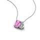 3 - Arika 1.21 ctw Emerald Shape Created Pink Sapphire with Pear Shape Lab Grown Diamond Toi Et Moi Women Pendant Necklace 