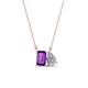 1 - Arika 1.00 ctw Emerald Shape Amethyst with Pear Shape Lab Grown Diamond Toi Et Moi Women Pendant Necklace 