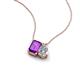 3 - Arika 1.00 ctw Emerald Shape Amethyst with Pear Shape Lab Grown Diamond Toi Et Moi Women Pendant Necklace 