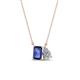 1 - Arika 0.95 ctw Emerald Shape Iolite with Pear Shape Lab Grown Diamond Toi Et Moi Women Pendant Necklace 