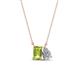 1 - Arika 1.10 ctw Emerald Shape Peridot with Pear Shape Lab Grown Diamond Toi Et Moi Women Pendant Necklace 