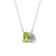 1 - Arika 1.10 ctw Emerald Shape Peridot with Pear Shape Lab Grown Diamond Toi Et Moi Women Pendant Necklace 