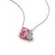 3 - Arika 1.00 ctw Emerald Shape Pink Tourmaline with Pear Shape Lab Grown Diamond Toi Et Moi Women Pendant Necklace 