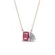 1 - Arika 1.00 ctw Emerald Shape Pink Tourmaline with Pear Shape Lab Grown Diamond Toi Et Moi Women Pendant Necklace 