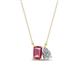 1 - Arika 1.00 ctw Emerald Shape Pink Tourmaline with Pear Shape Lab Grown Diamond Toi Et Moi Women Pendant Necklace 