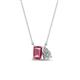1 - Arika 1.00 ctw Emerald Shape Pink Tourmaline with Pear Shape Lab Grown Diamond Toi Et Moi Women Pendant Necklace 