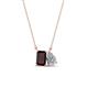 1 - Arika 1.18 ctw Emerald Shape Red Garnet with Pear Shape Lab Grown Diamond Toi Et Moi Women Pendant Necklace 