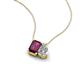 3 - Arika 1.15 ctw Emerald Shape Rhodolite Garnet with Pear Shape Lab Grown Diamond Toi Et Moi Women Pendant Necklace 