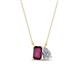 1 - Arika 1.15 ctw Emerald Shape Rhodolite Garnet with Pear Shape Lab Grown Diamond Toi Et Moi Women Pendant Necklace 