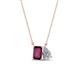 1 - Arika 1.15 ctw Emerald Shape Rhodolite Garnet with Pear Shape Lab Grown Diamond Toi Et Moi Women Pendant Necklace 