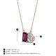 4 - Arika 1.15 ctw Emerald Shape Rhodolite Garnet with Pear Shape Lab Grown Diamond Toi Et Moi Women Pendant Necklace 