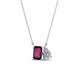 1 - Arika 1.15 ctw Emerald Shape Rhodolite Garnet with Pear Shape Lab Grown Diamond Toi Et Moi Women Pendant Necklace 
