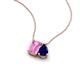 3 - Arika 1.26 ctw Emerald Shape Created Pink Sapphire with Pear Shape Created Blue Sapphire Toi Et Moi Women Pendant Necklace 