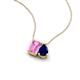 3 - Arika 1.26 ctw Emerald Shape Created Pink Sapphire with Pear Shape Created Blue Sapphire Toi Et Moi Women Pendant Necklace 