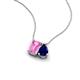 3 - Arika 1.26 ctw Emerald Shape Created Pink Sapphire with Pear Shape Created Blue Sapphire Toi Et Moi Women Pendant Necklace 