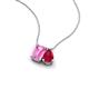 3 - Arika 1.26 ctw Emerald Shape Created Pink Sapphire with Pear Shape Created Ruby Toi Et Moi Women Pendant Necklace 